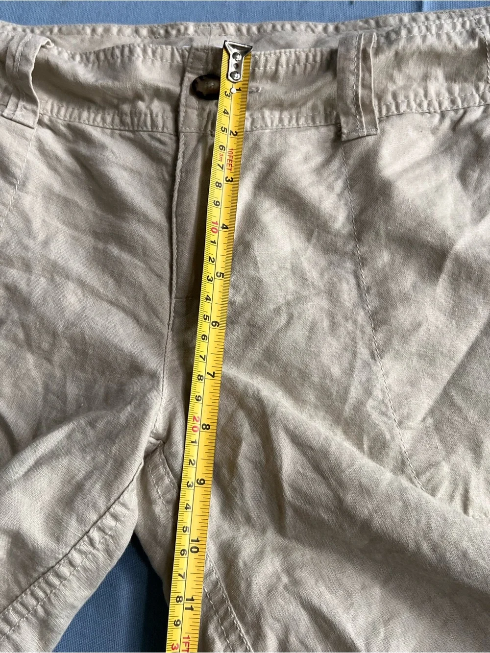 Vintage 90s Gap Women 10 Tan Linen Cotton Blend Shorts 32